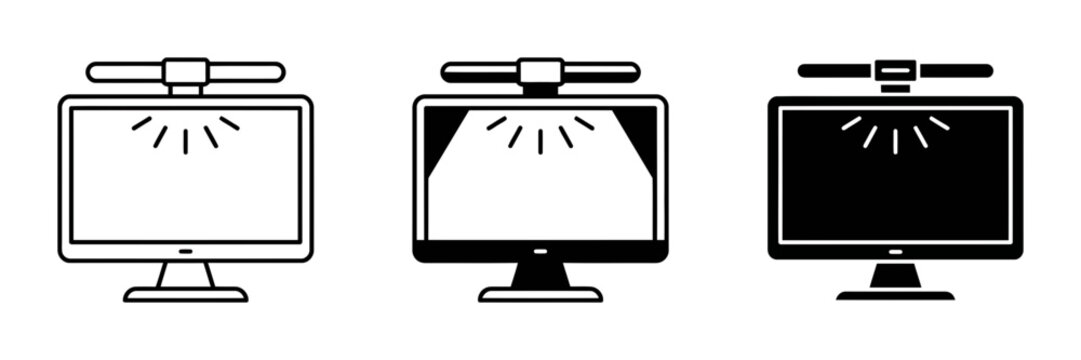 Computer Monitor Icons, Screen Display Symbols, Technology Interface Graphics