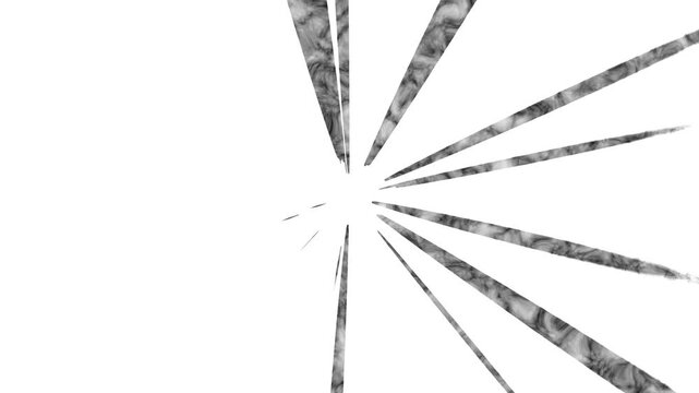 Abstract Radiant Smoke Textured Lines Bursting from a Bright Center Point, Dynamic Background Effect with High Detail Grayscale Textures