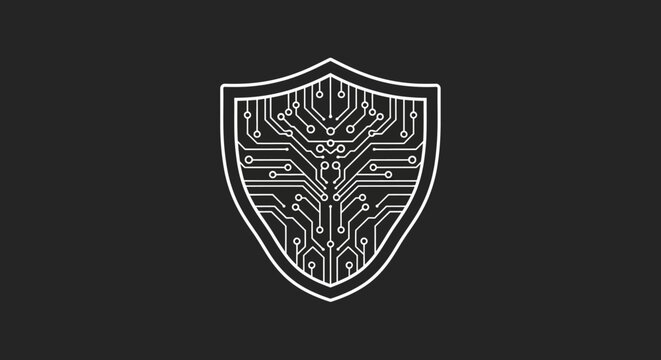 Shield emblem with abstract design.