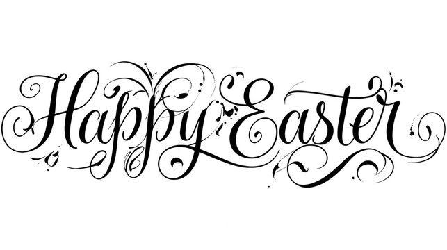 A Happy Easter greeting on transparent background with elegant calligraphy