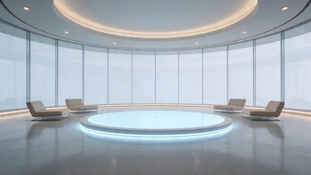 Modern circular room with lounge chairs