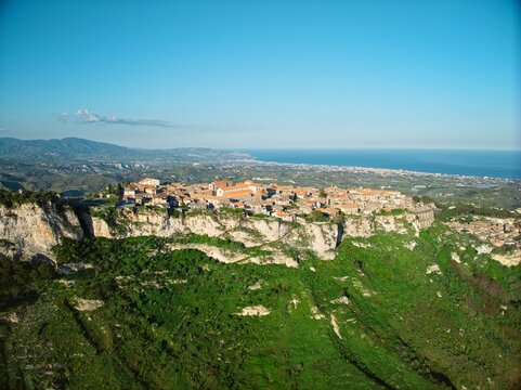 In calabria Gerace city a little medieval hamlet on top of hill near the sea
