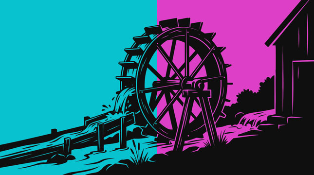 Large Water Wheel in Old Mill.