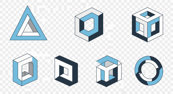 Illusionary Geometric Shapes Design Elements - Optical Art