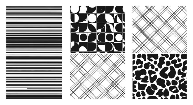 Black and white abstract geometric patterns and textures collection