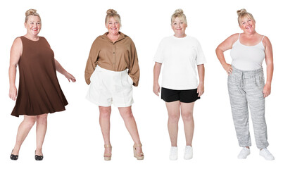 Fototapeta premium PNG Diverse casual fashion styles showcased on transparent background