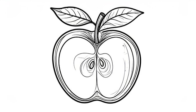 Simple line art drawing of a half apple.