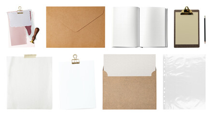 PNG Assorted stationery items flatlay on transparent background