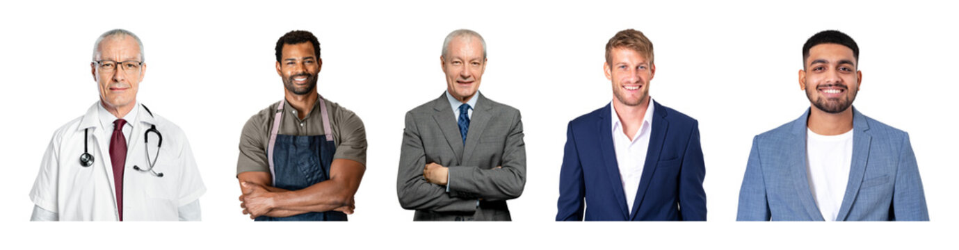 PNG Diverse professionals in various careers on transparent background