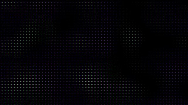 Animated abstract technology random dots and grid 4K on black background. Loop background. Led halftone and moire effect