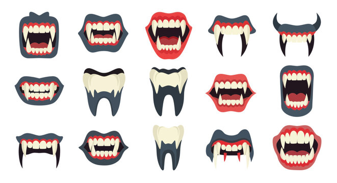 Vampire Fangs and Teeth Collection: Scary Mouths and Dracula Elements