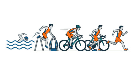 Naklejka premium Triathlon athlete progression minimalist illustration