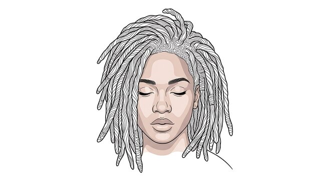 Dreadlocked Woman Portrait with Closed Eyes