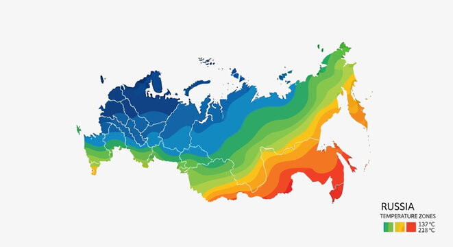 Russia Temperature Zones Map