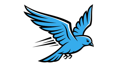 Naklejka premium Blue Bird Flying with Speed Lines.