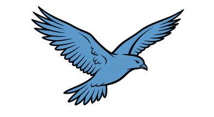 Obraz premium Blue bird in flight with wings spread.