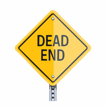 Yellow diamond dead end street sign