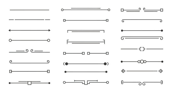 Collection of Decorative Line Dividers and Ornaments.