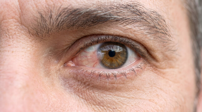 Man&rsquo;s eye with pterygium tissue and irritation