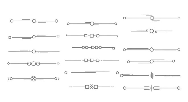 Set of minimalist text dividers and line separators.