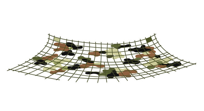 Camouflage netting with small toy tanks.