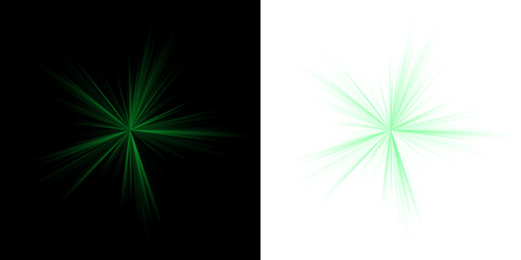 Fototapeta premium Green Starburst and Lens Flare Graphic Elements for Motion Design and Digital Art Projects
