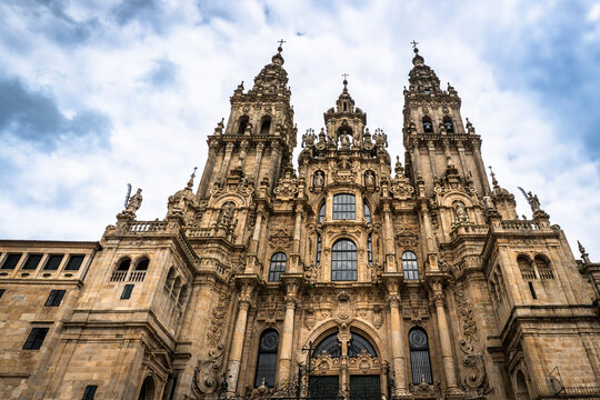 Facade of Santiago de Compostela Cathedral in Galicia, Spain
