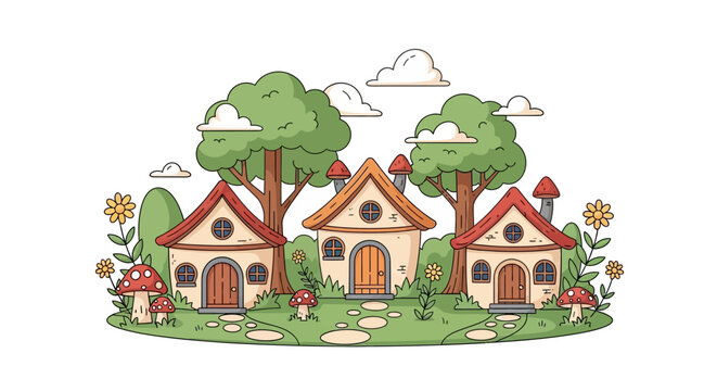 Three Small Houses Side by Side.