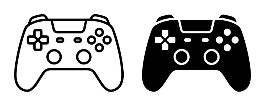 Video Game Controller Icons, Gaming Input Devices, Digital Entertainment Controls, Vector Graphics