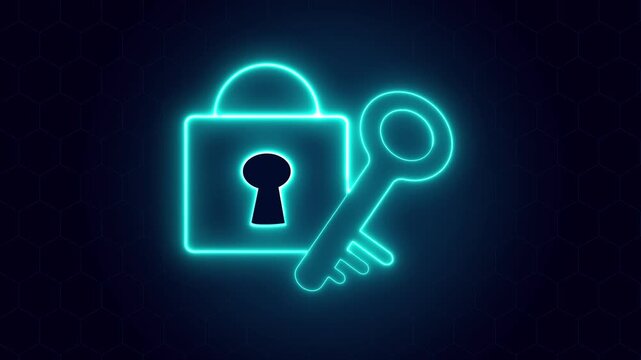 Digital security padlock icon safeguards advanced computing gear systems. Secure security padlock icon visualizes database server protection laws. Cyber security concept using security padlock icon.