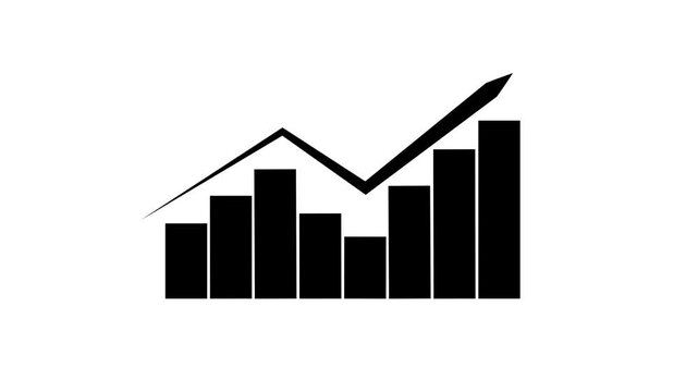 Digital bar chart displays upward moving investment capital wealth. Modern bar chart visualizes corporate revenue growth statistics. Financial success concept with interactive bar chart.