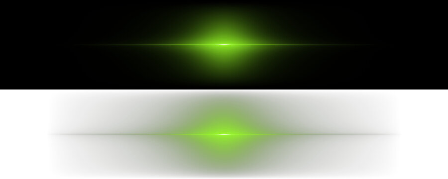 Abstract Green Light Streaks Horizontal Flare Effect for Sci-Fi Backgrounds and Digital Motion Graphics Design