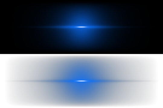 Abstract Blue Light Streaks and Horizontal Lens Flare Effects on Black Background for Digital Design and Sci-Fi Graphics