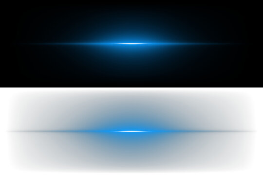 Abstract Blue Horizontal Light Streaks and Lens Flare Effects for Futuristic Digital Backgrounds and Motion Graphics