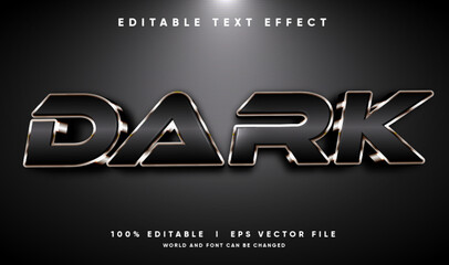 Editable metal dark 3d text effect template with bold black chrome metallic letters and glowing spotlight on dark background © Treezone Design