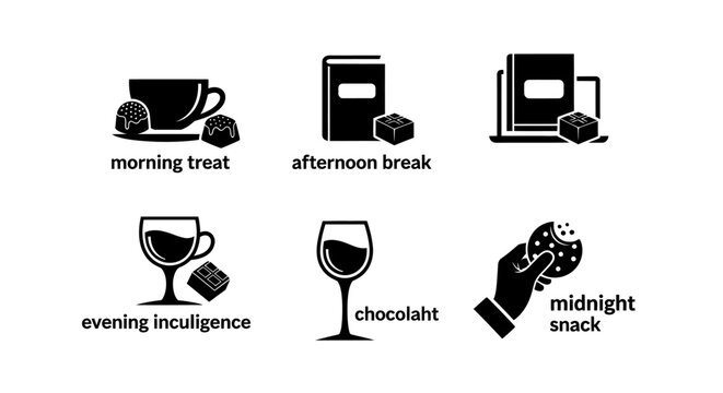 Collection of icons representing treats and breaks throughout the day.