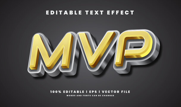 Editable mvp 3d text effects, silver and gold colors.
