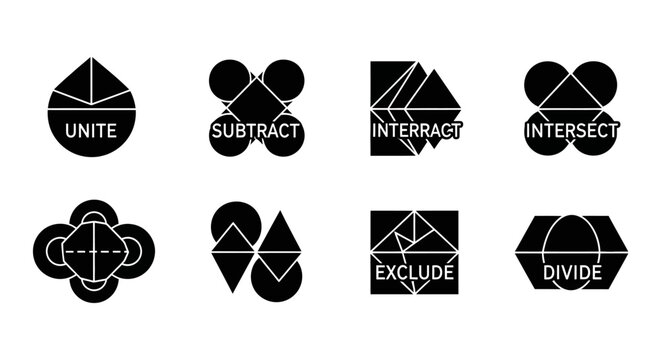 Geometric Shapes Representing Boolean Operations.