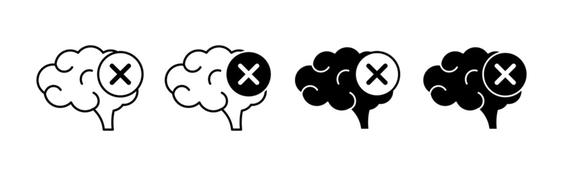 Brain Delete Removal Icon for Memory Clearing Information Reset and Cognitive Management
