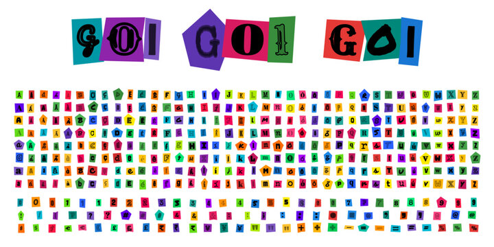GOI GOI Letras de Recorte Estilo Resgate para Design Criativo e Tipografia de Colagem com Alfabeto Completo e Numeros
