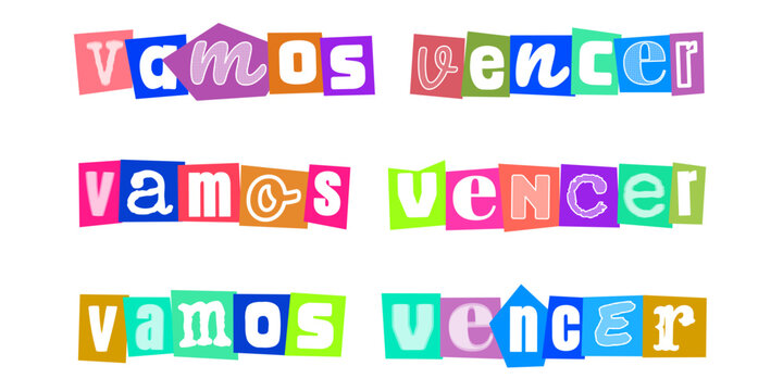 Vamos vencer texto estilo colagem carta de resgate motivacional para design grafico cartazes inspiradores e projetos de superacao