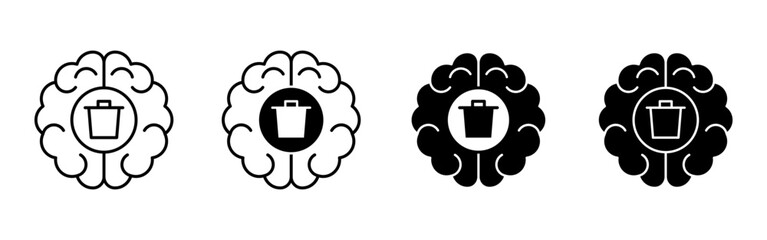 Brain Trash Cleanup Icon for Memory Management Information Removal Organization and Mental Clarity © drawnbybert