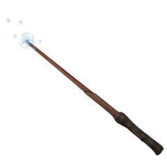 Naklejka premium Magic wand emits glowing blue energy
