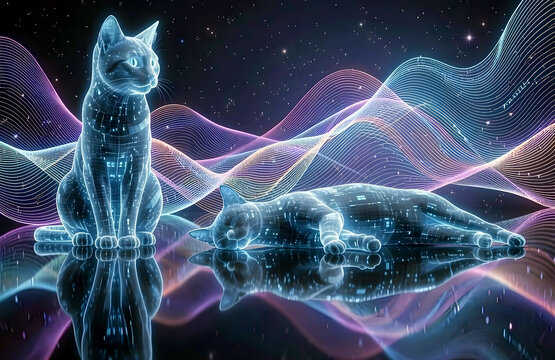 Schrodinger's cat on a quantum wave background