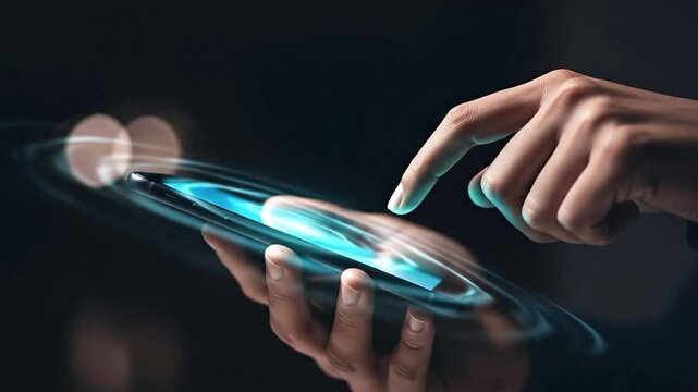 Digital Subscription Concept with Holographic Button on Smartphone Screen for Online Marketing and User Engagement Strategy