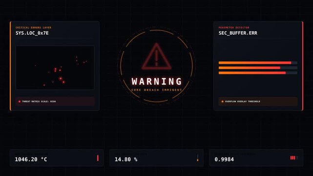 Dynamic motion animation of warning alert with red triangle and lines on digital screen emphasizing caution and alertness in a modern technological environment.
