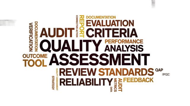 Quality Assessment animated word cloud-text design animation tag kinetic typography seamless loop.