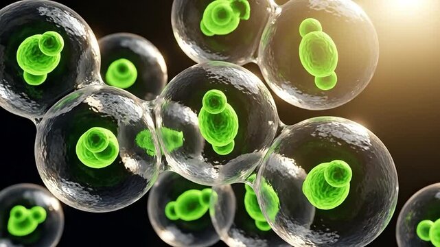Microscopic View of Budding Yeast Cells in Fermentation Process for Biotechnology and Microbiology Research