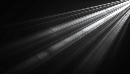 Bright white light rays shining diagonally through a dark, smoky or dusty atmosphere, creating a dramatic and ethereal effect.