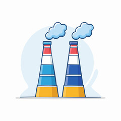 Fototapeta premium Illustration of two industrial chimneys emitting smoke